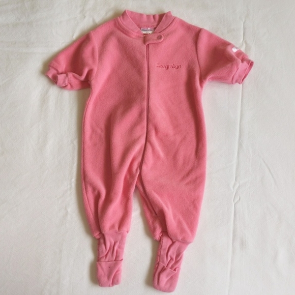 vintage snugabye convert-a-foot fleece zipper sleeper pajamas 3 months baby girl - Picture 1 of 7